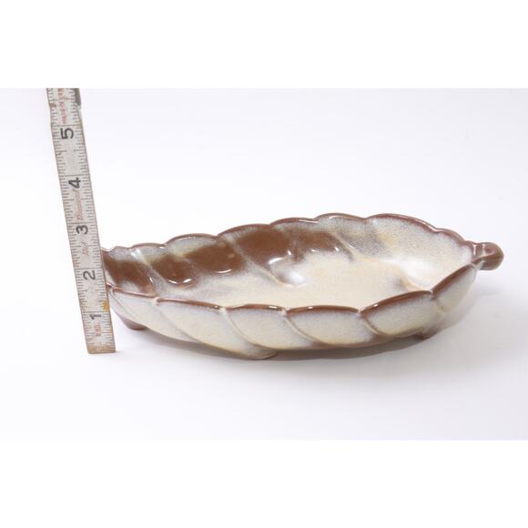 Frankoma 225, Bowl, Leaf Dish, Brown, Pottery, Ceramic, Kitchen, Serving, Home - Picture 5 of 5
